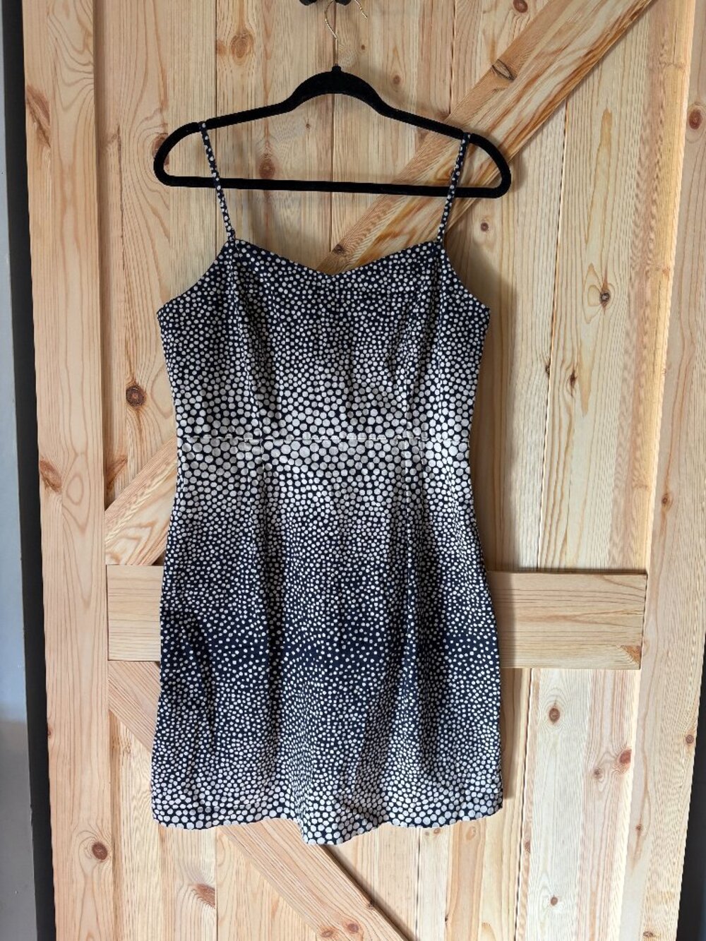 LOFT Polka Dot Dress Size 10 Black White Sleeveless Fit Flare Mini